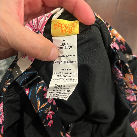 NWT Agua Bendita Ellis Aguja Floral Belted Floral One-Piece Cheeky Swimsuit - Picture 10 of 10